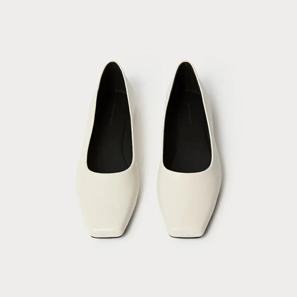 New WeWoreWhat Strap Ballet Vegan Leather Removable Strap Ivory Flats 38 EU/8 US